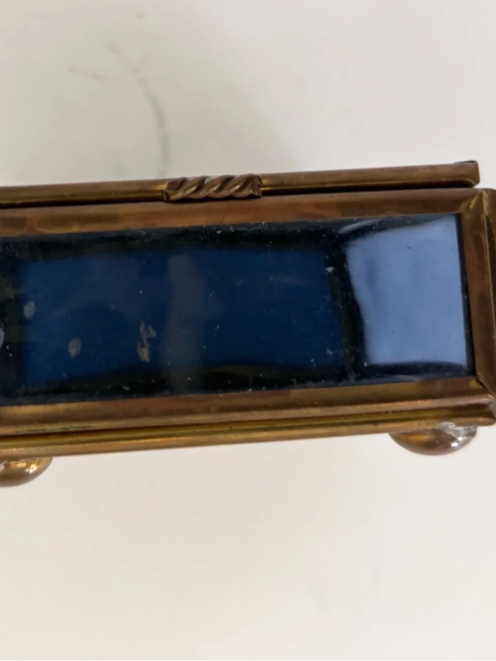 Vintage Celestial Themed Handcrafted Via Vermont Glass and Brass Trinket Box - Picture 2 of 11